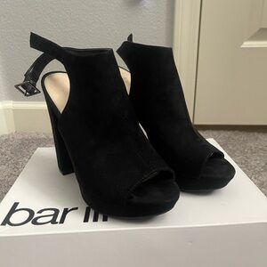 Bar III Black Suede Peep Toe Heels